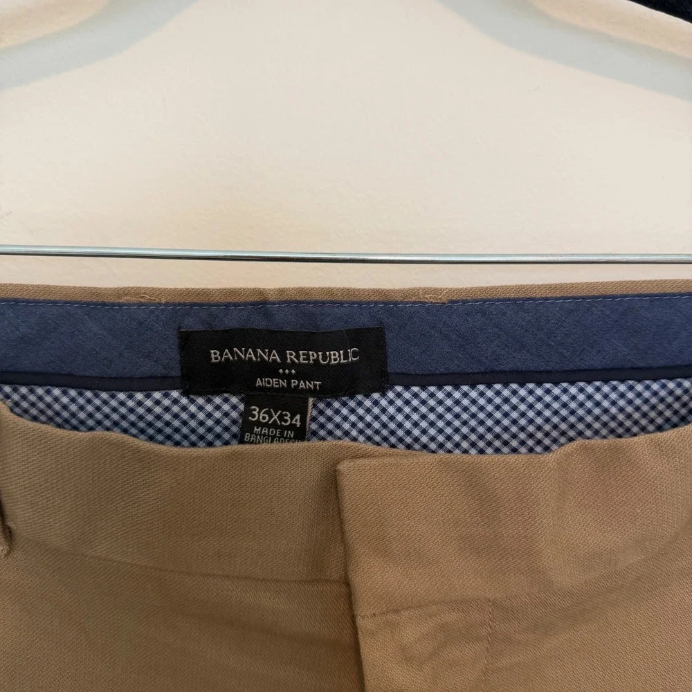 Banana Republic Aiden Pant Mens 36x34 Slim Fit Chino Trousers Khaki‎ Brown Brown